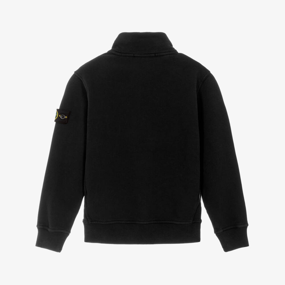 Stone Island Junior-Boys Black Cotton Jersey Quarter-Zip Sweatshirt | Childrensalon Outlet