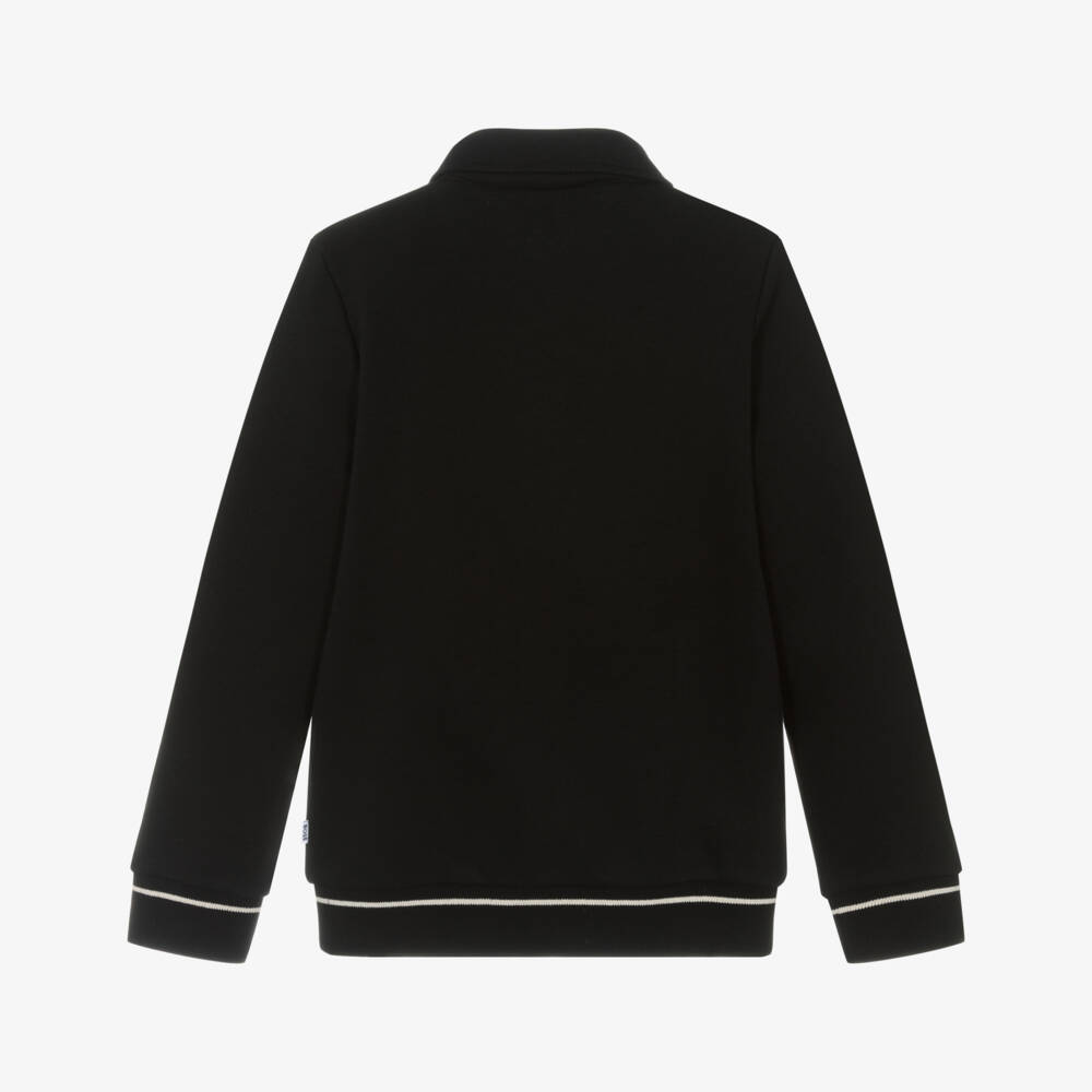 BOSS-Boys Black Cotton Jersey Varsity Jacket | Childrensalon Outlet