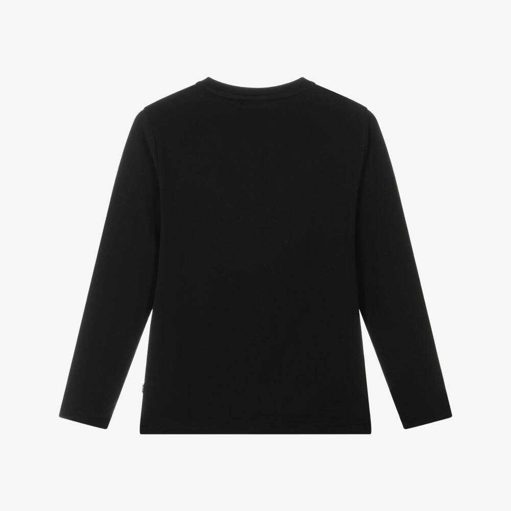 BOSS-Boys Black Cotton Long-Sleeved Top | Childrensalon Outlet