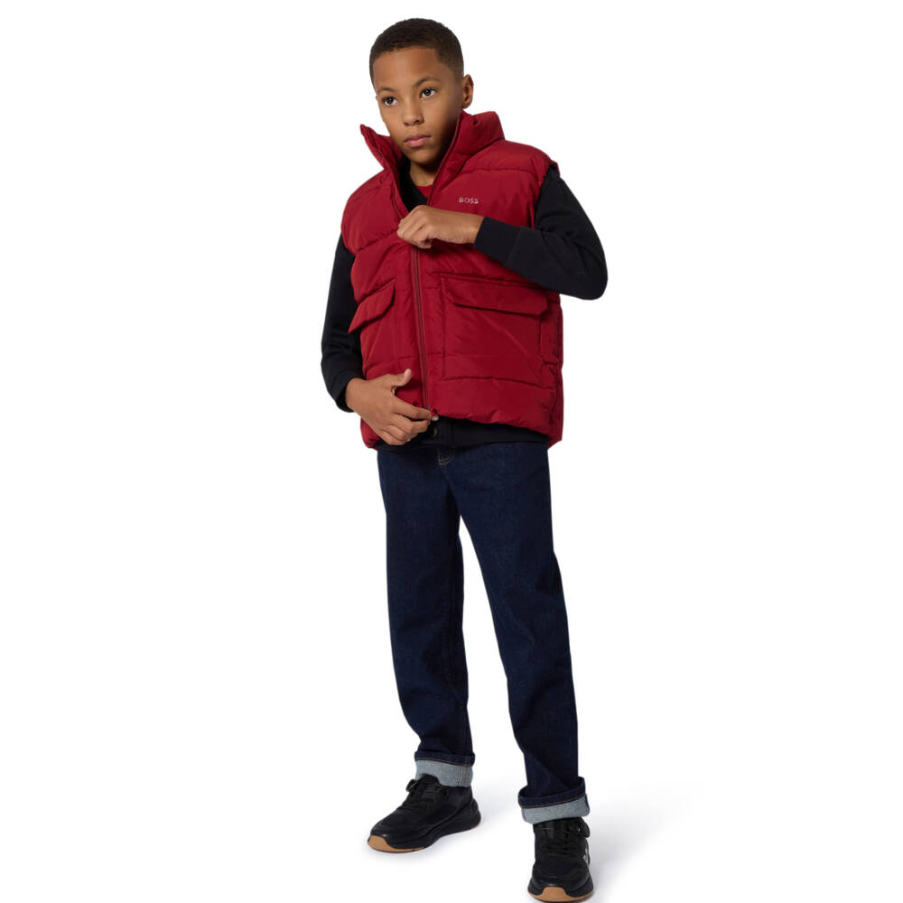 BOSS-Boys Black Cotton Long-Sleeved Top | Childrensalon Outlet