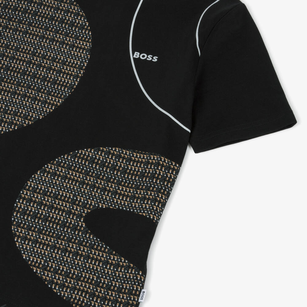 BOSS-Boys Black Cotton Oversized Logo T-Shirt | Childrensalon Outlet