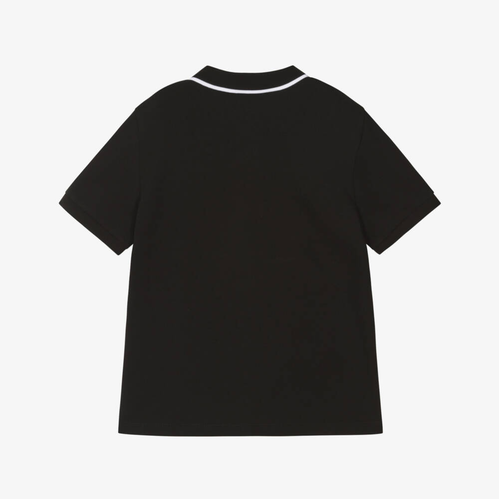 EA7 Emporio Armani-Boys Black Cotton Piqué Polo Shirt | Childrensalon Outlet