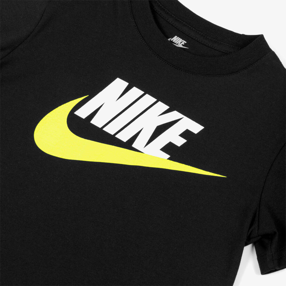 Nike-Boys Black Cotton Swoosh Logo T-Shirt | Childrensalon Outlet