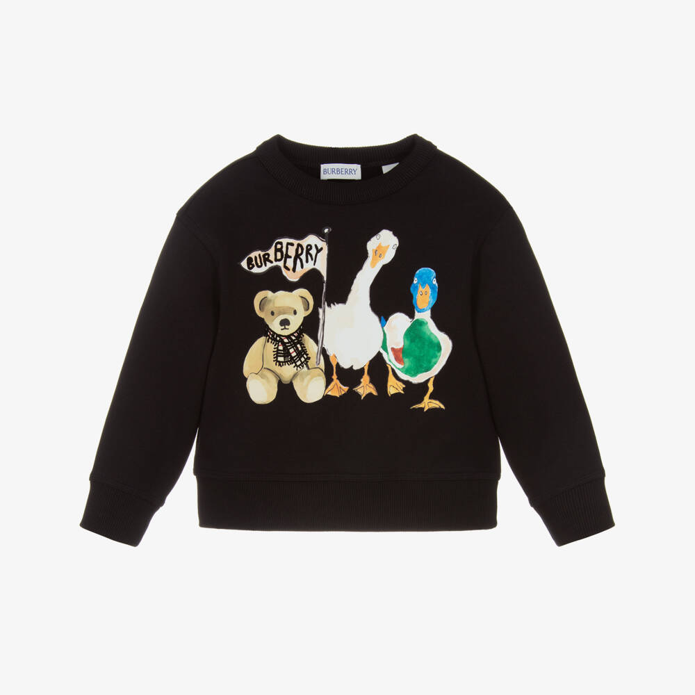 Burberry-Boys Black Cotton Thomas Bear & Friends Sweatshirt | Childrensalon Outlet