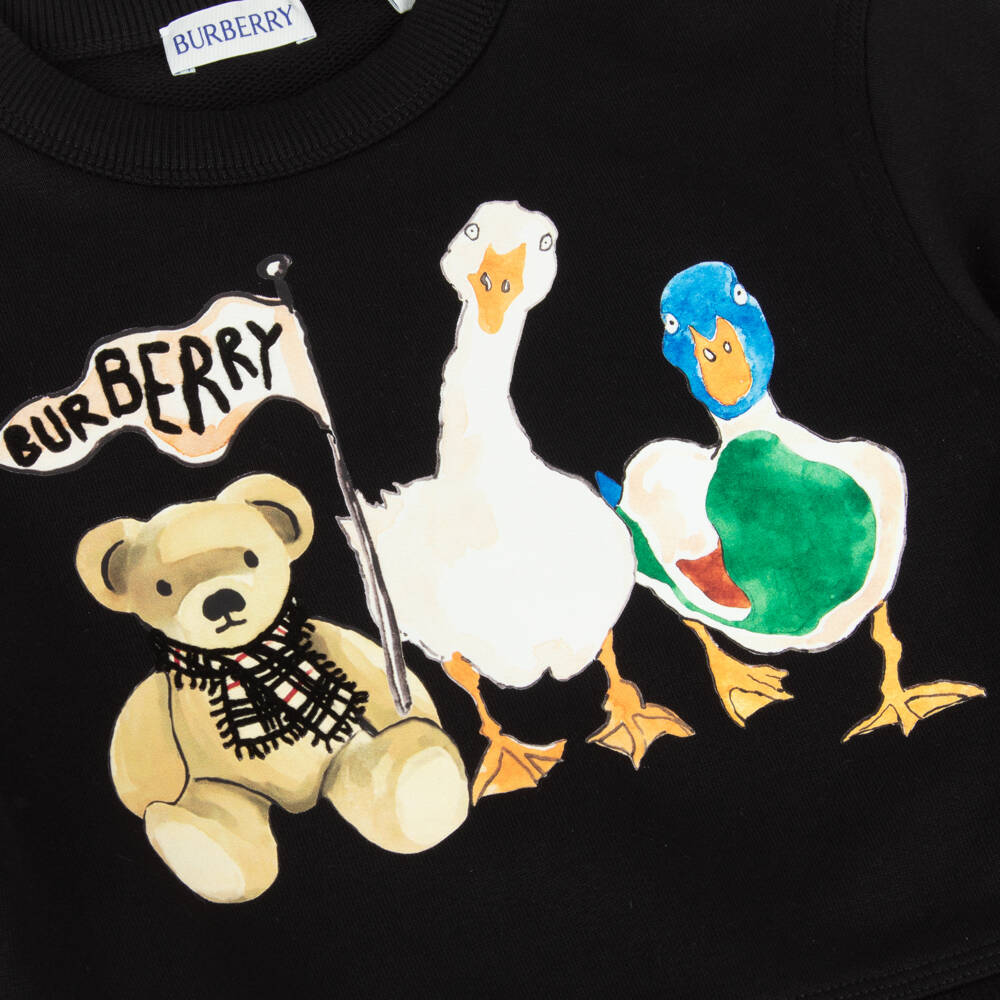 Burberry-Boys Black Cotton Thomas Bear & Friends Sweatshirt | Childrensalon Outlet