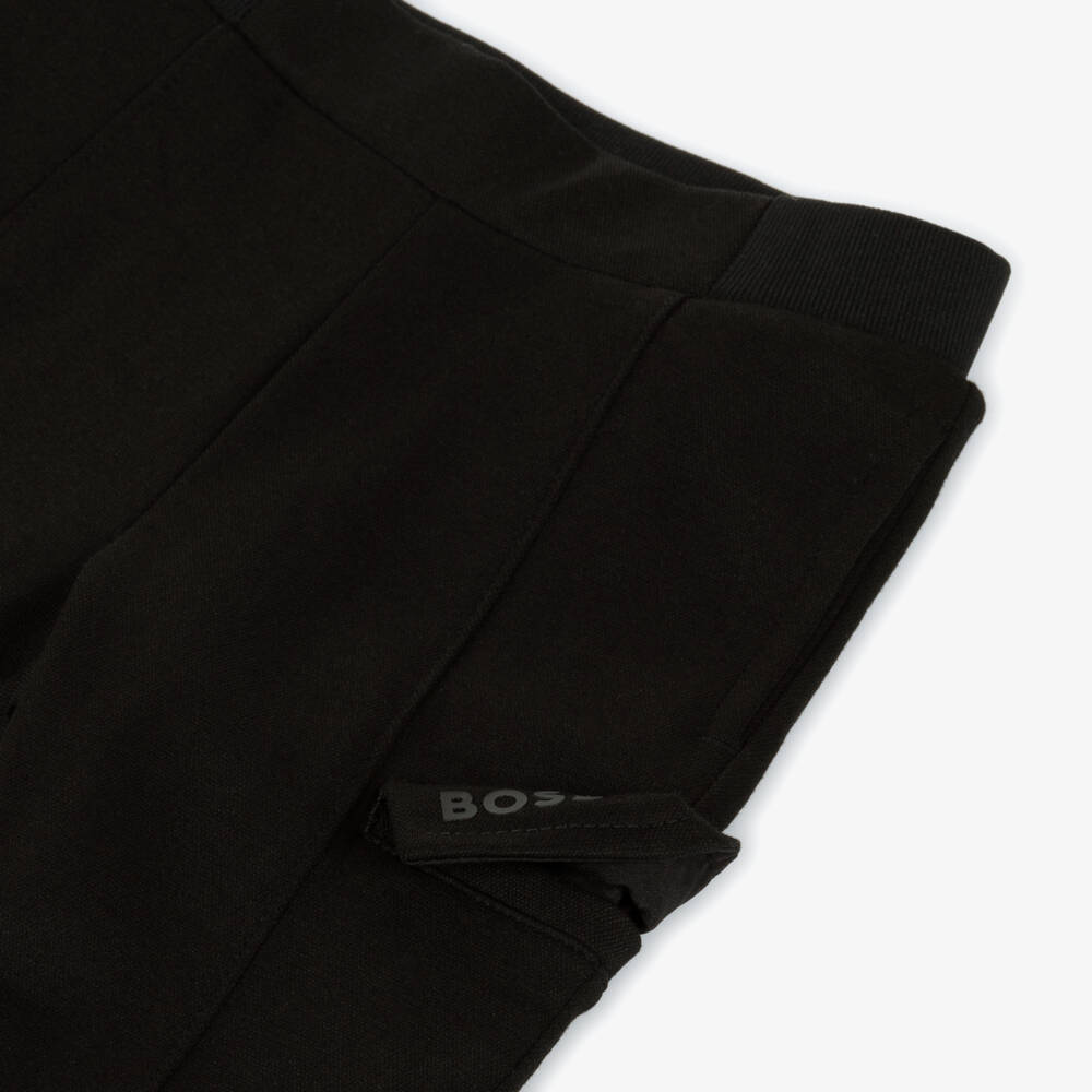 BOSS-Boys Black Cuffed Joggers with Cargo Pocket | Childrensalon Outlet