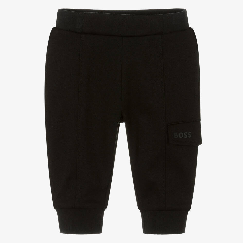 BOSS-Boys Black Cuffed Joggers with Cargo Pocket | Childrensalon Outlet