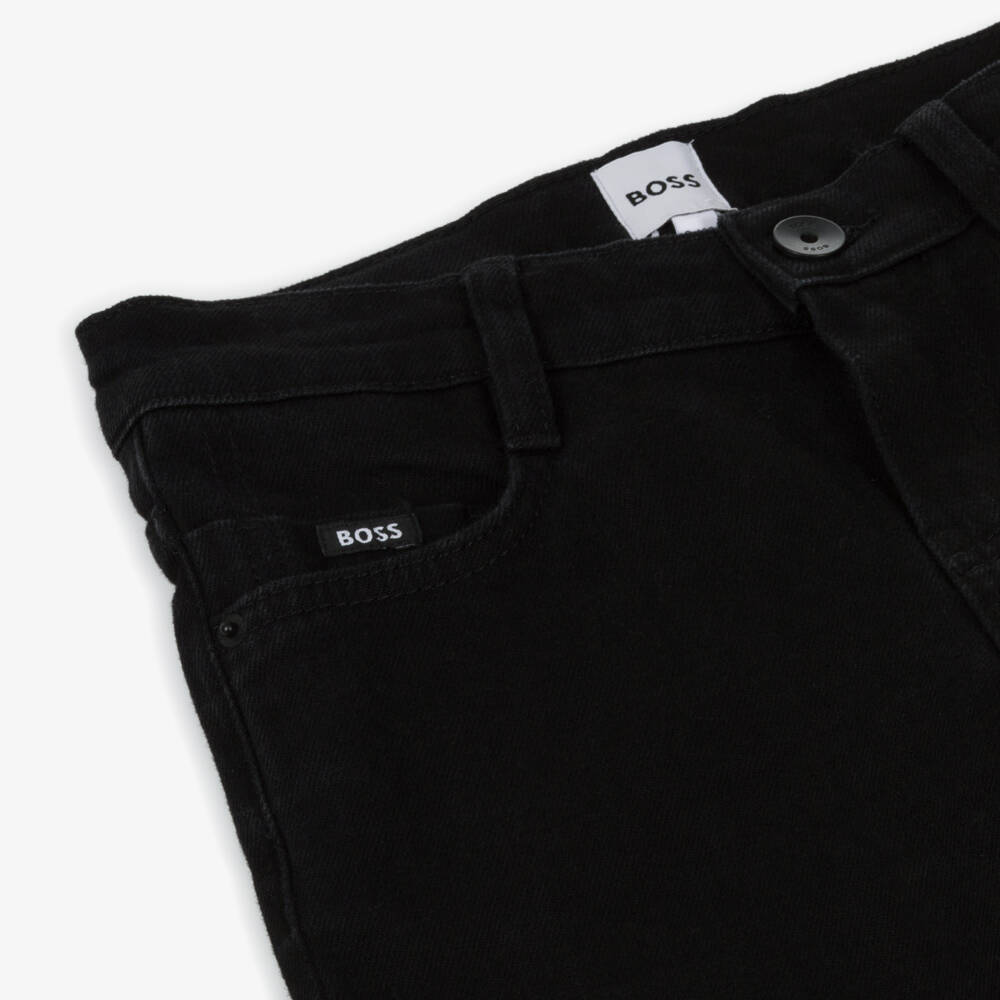 BOSS-Boys Black Denim Slim Fit Jeans | Childrensalon Outlet