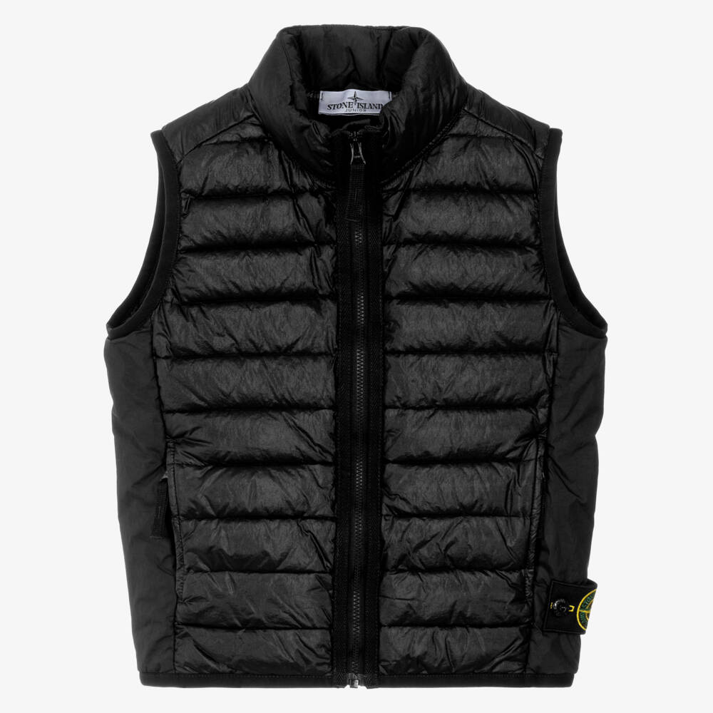 Stone Island Junior-Boys Black Down Padded Gilet with Compass Badge | Childrensalon Outlet