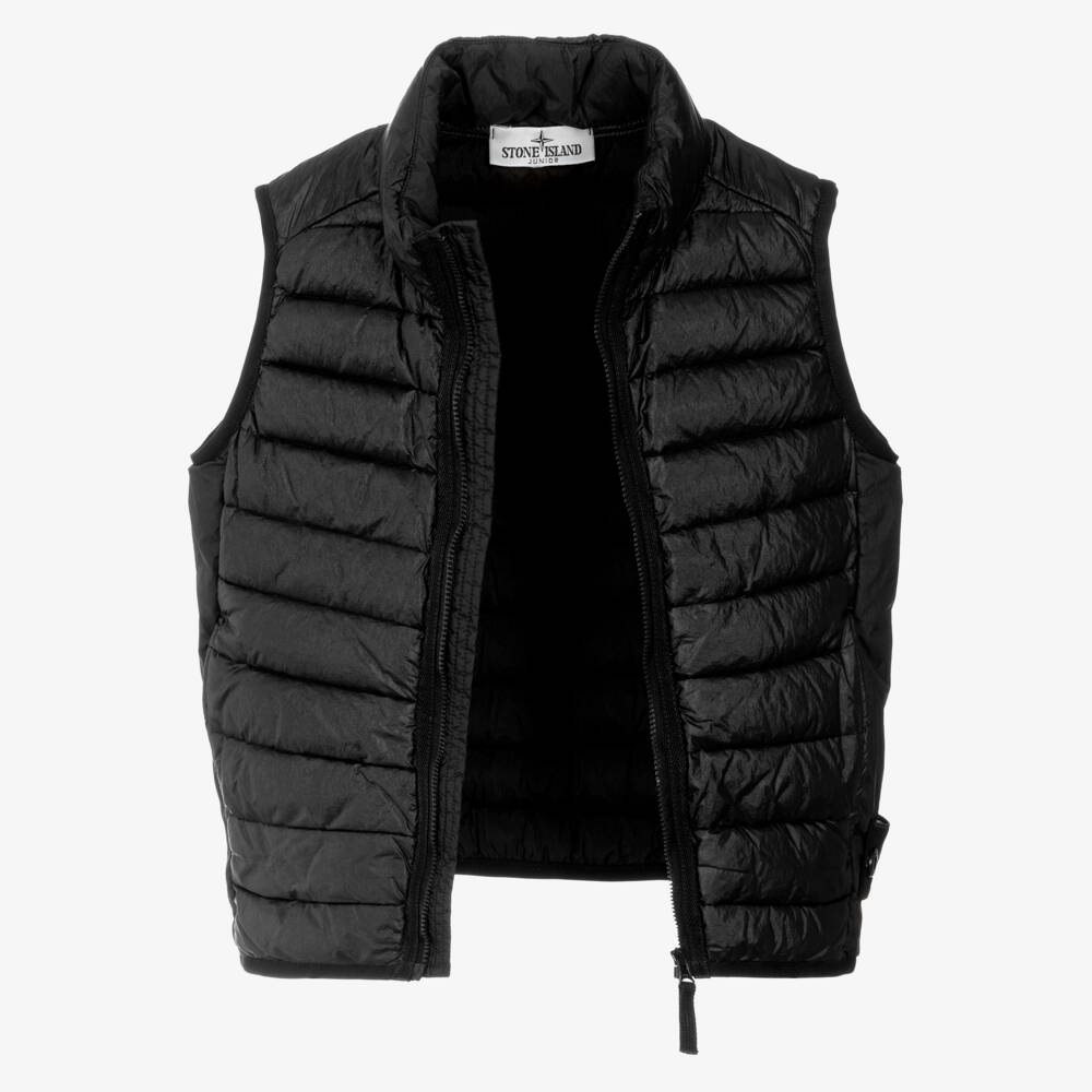 Stone Island Junior-Boys Black Down Padded Gilet with Compass Badge | Childrensalon Outlet