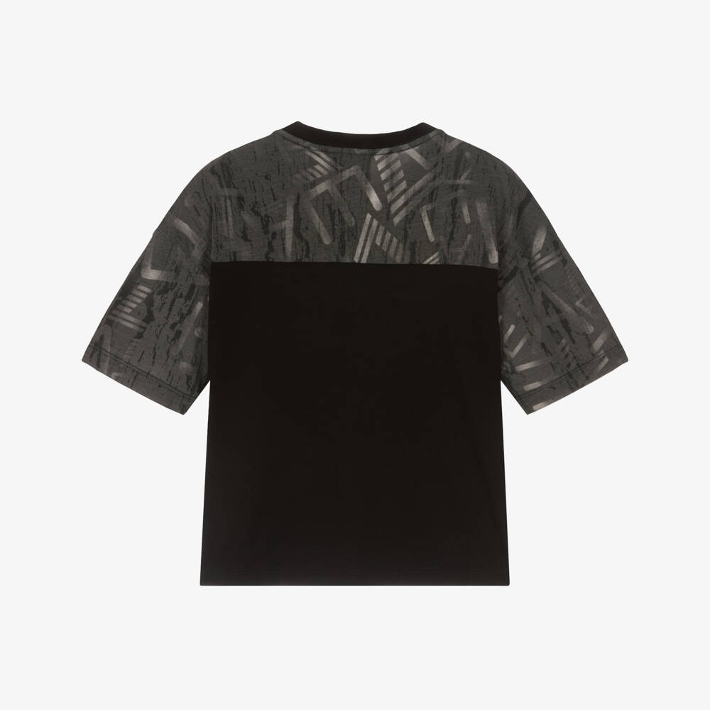 EA7 Emporio Armani-Boys Black EA7 Logo T-Shirt | Childrensalon Outlet