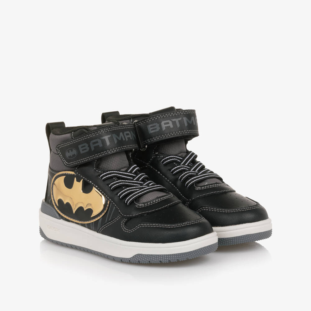 Geox-Boys Black Faux Leather Batman Hi-Top Trainers | Childrensalon Outlet