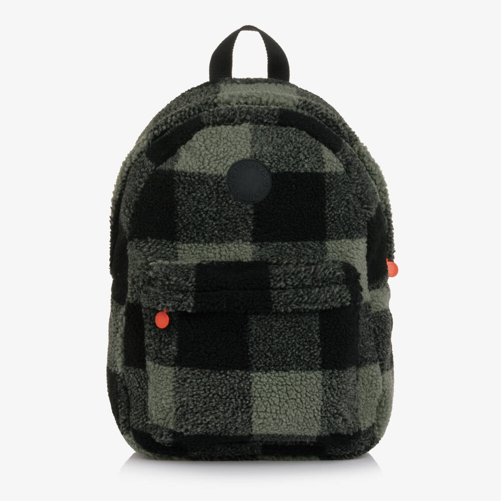 Stella McCartney Kids-Boys Black & Green Check Sherpa Backpack (43cm) | Childrensalon Outlet