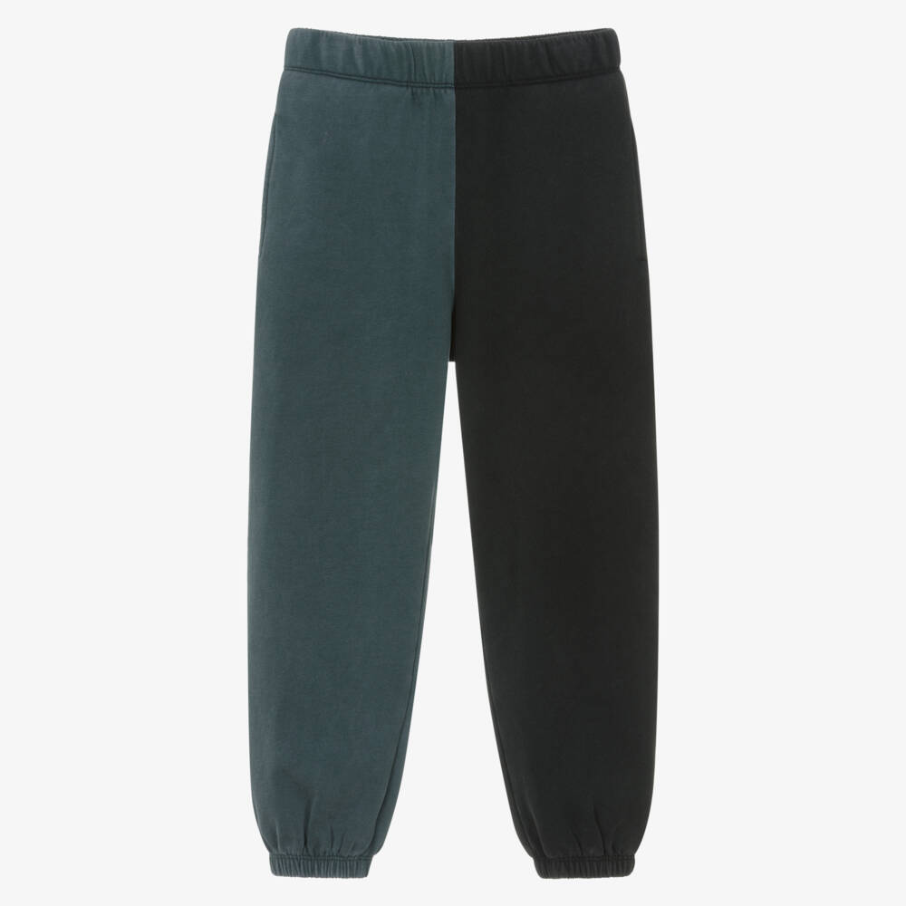 Stella McCartney Kids-Boys Black & Green Two-Tone Cotton Joggers | Childrensalon Outlet