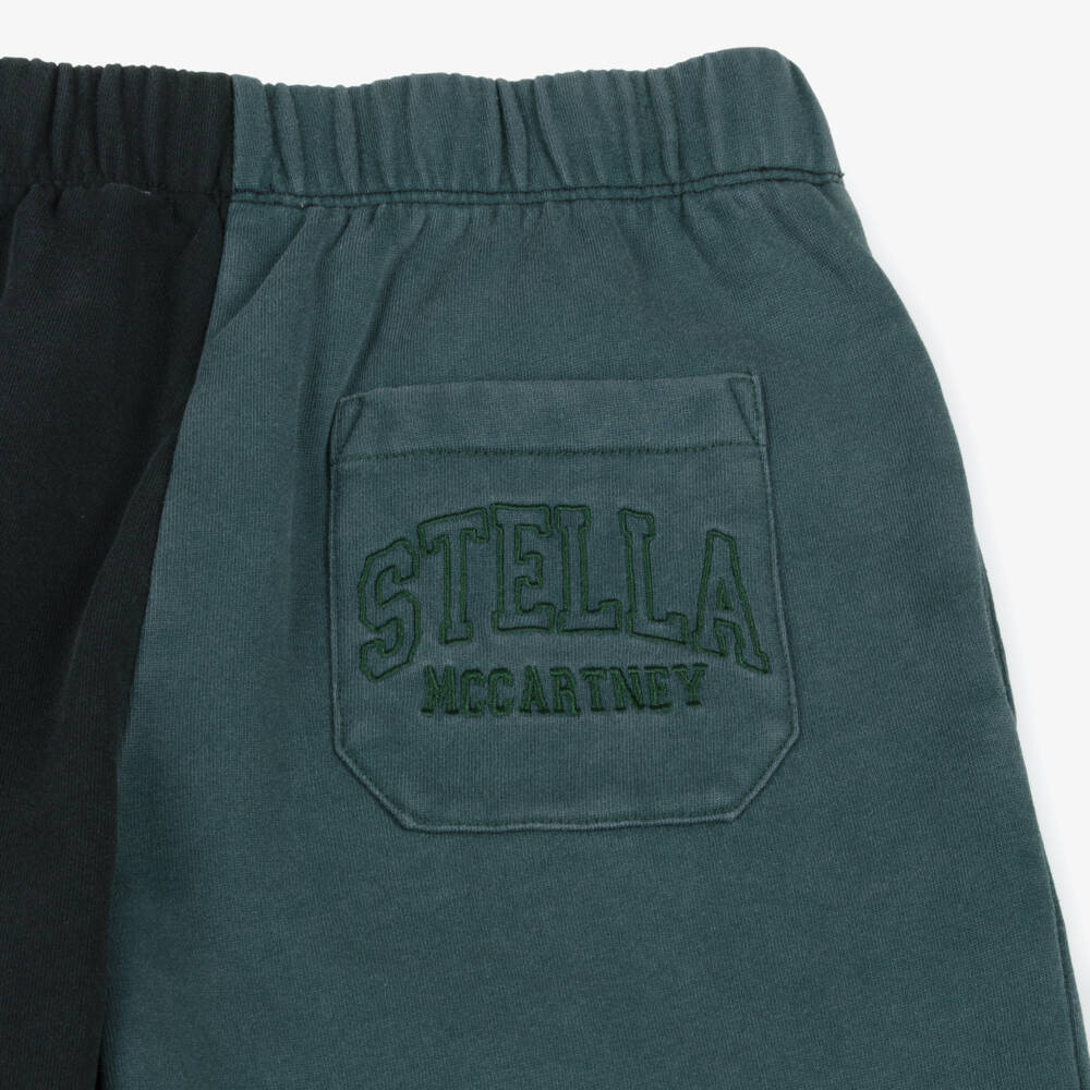 Stella McCartney Kids-Boys Black & Green Two-Tone Cotton Joggers | Childrensalon Outlet