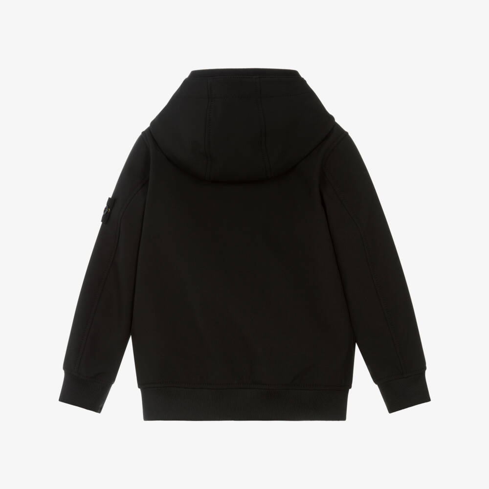 Stone Island Junior-Boys Black Hooded Jacket with Logo Badge | Childrensalon Outlet