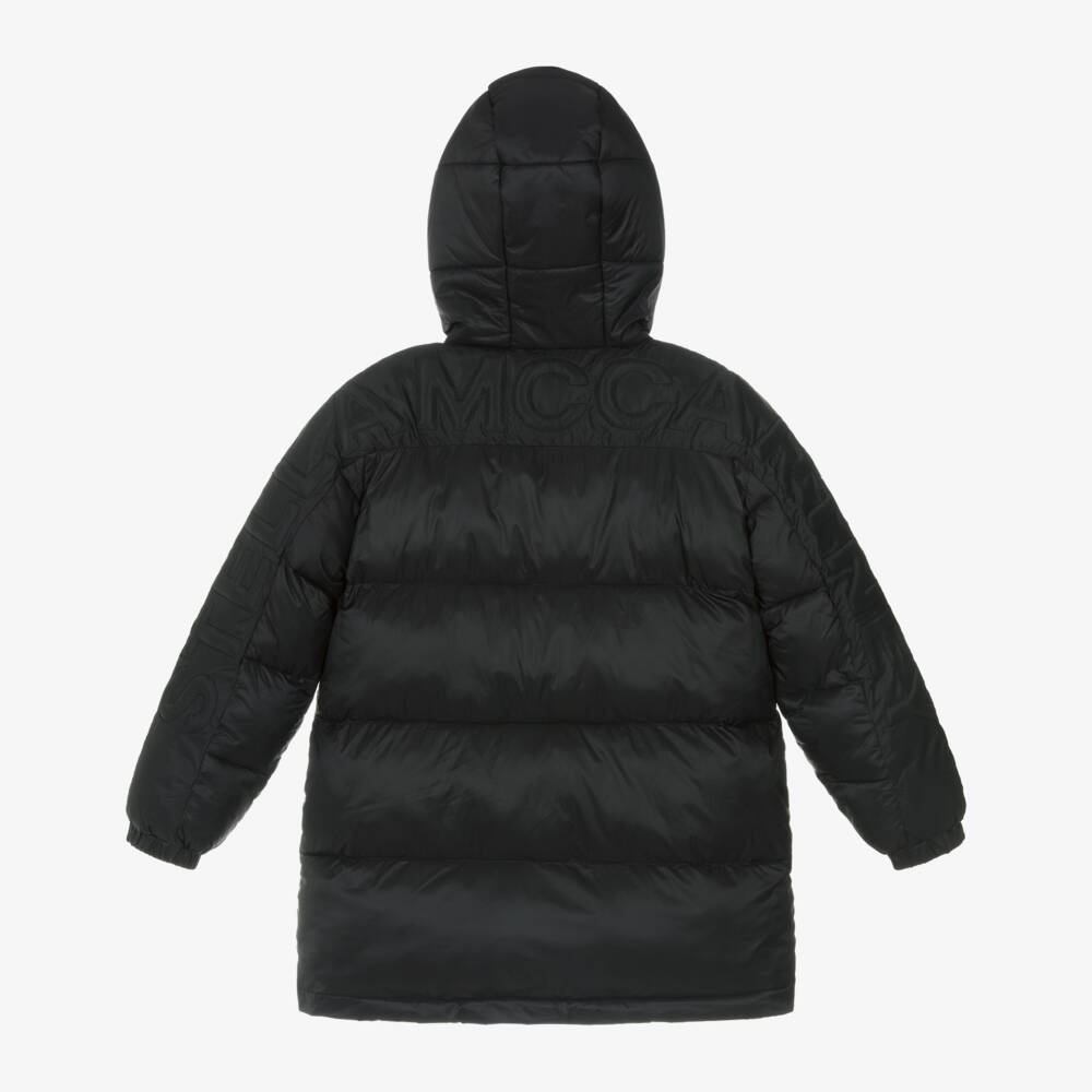 Stella McCartney Kids-Boys Black Hooded Puffer Coat with Quilted Logo | Childrensalon Outlet