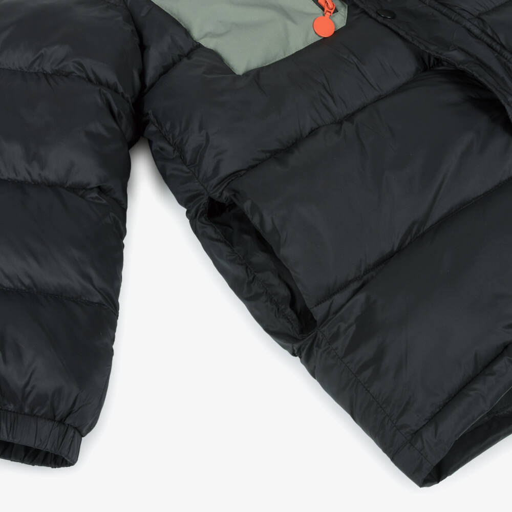 Stella McCartney Kids-Boys Black Hooded Puffer Coat with Quilted Logo | Childrensalon Outlet