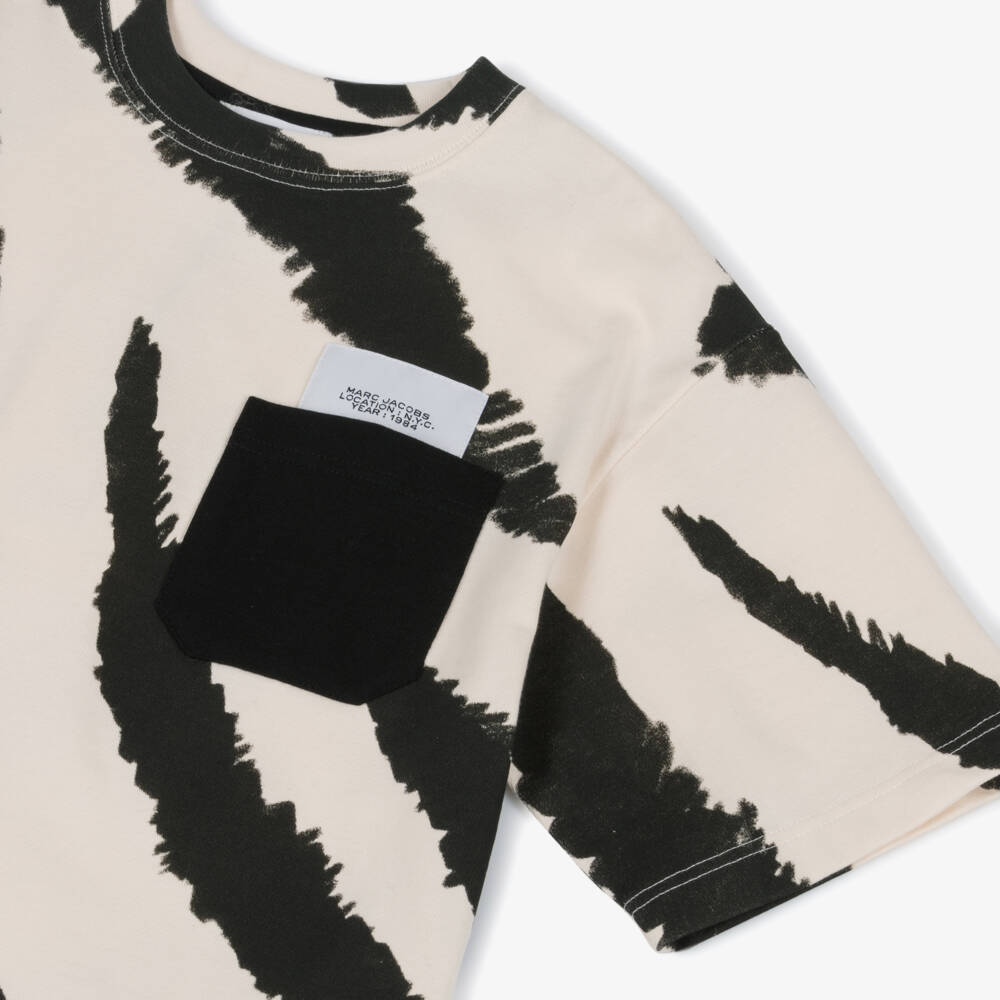 MARC JACOBS-Boys Black & Ivory Zebra Print Cotton T-Shirt | Childrensalon Outlet