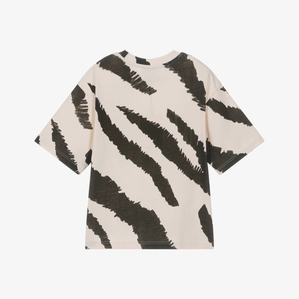 MARC JACOBS-Boys Black & Ivory Zebra Print Cotton T-Shirt | Childrensalon Outlet