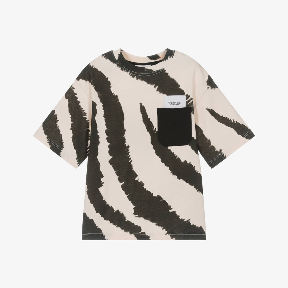 MARC JACOBS-Boys Black & Ivory Zebra Print Cotton T-Shirt | Childrensalon Outlet