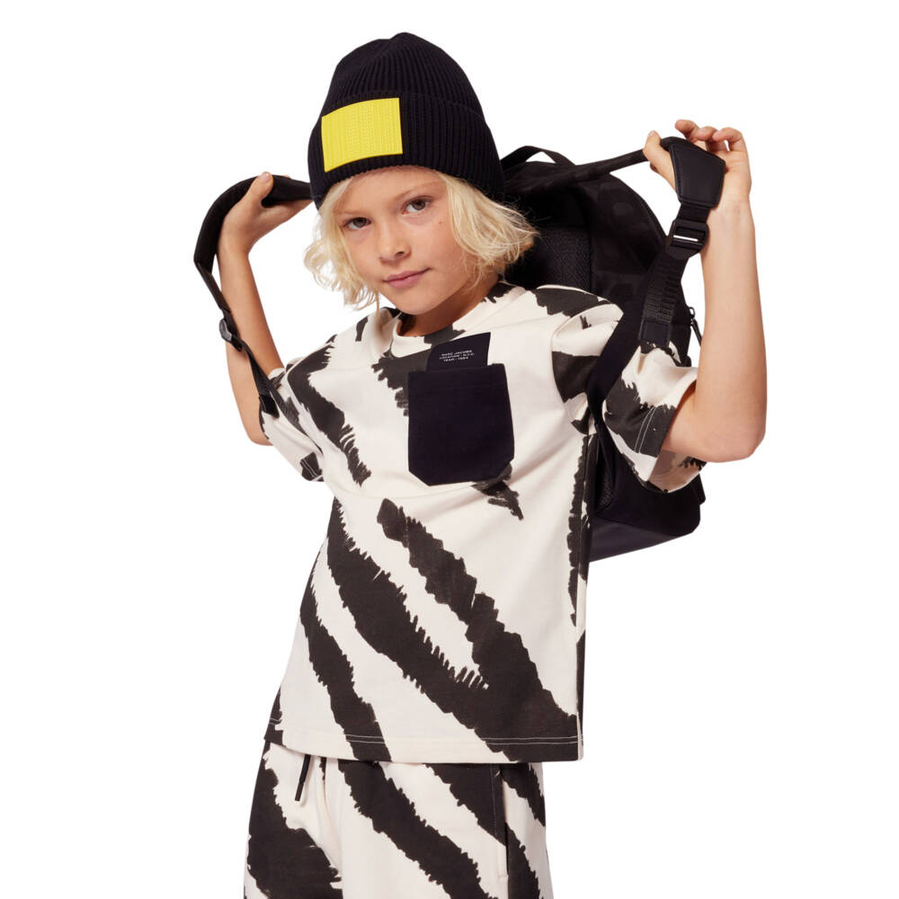 MARC JACOBS-Boys Black & Ivory Zebra Print Cotton T-Shirt | Childrensalon Outlet