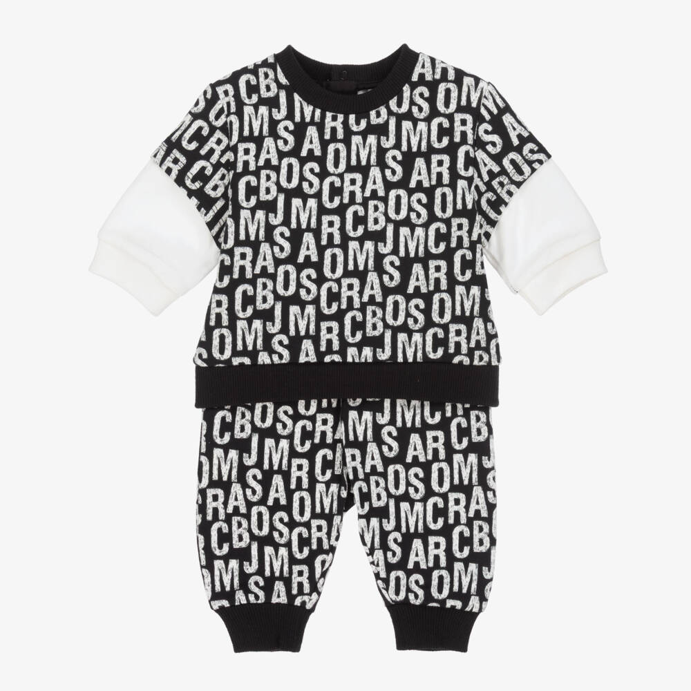 MARC JACOBS-Boys Black Jumbled Logo Cotton Tracksuit | Childrensalon Outlet