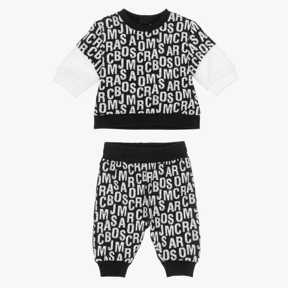 MARC JACOBS-Boys Black Jumbled Logo Cotton Tracksuit | Childrensalon Outlet