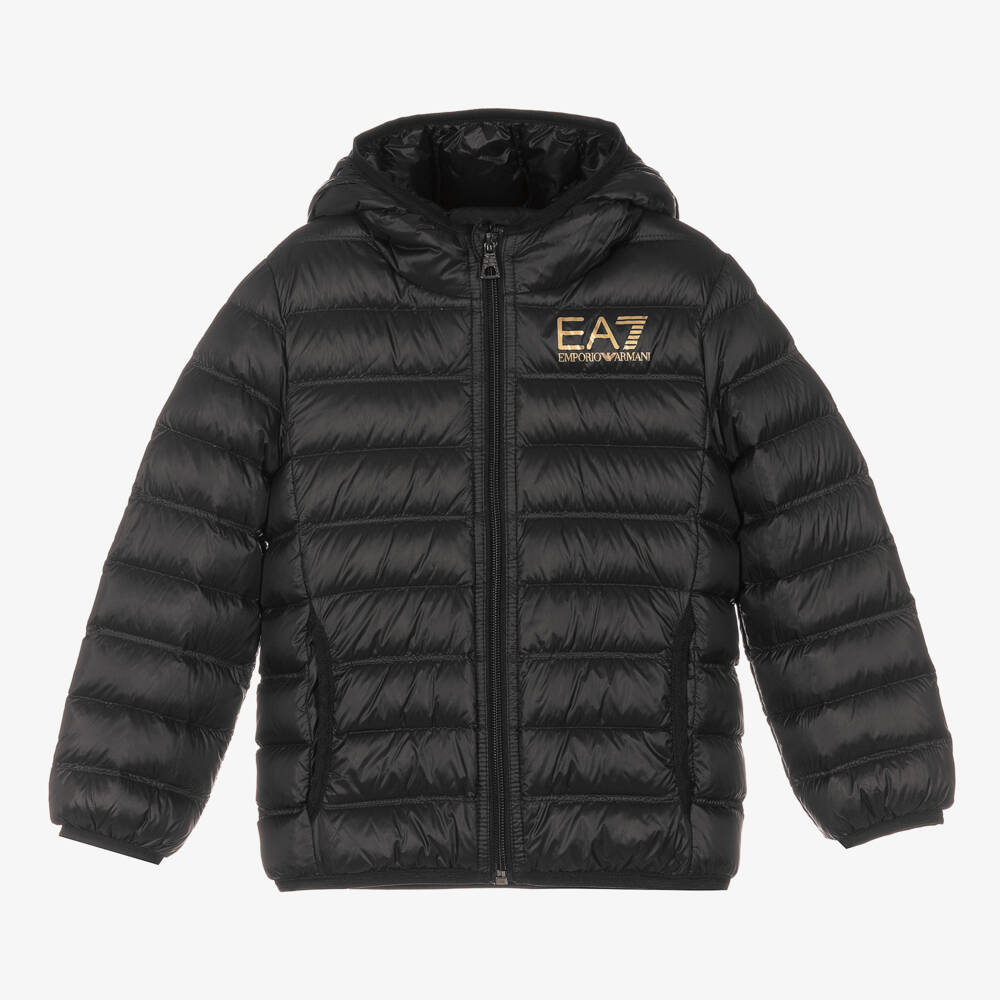 EA7 Emporio Armani-Boys Black Packable Puffer Jacket | Childrensalon Outlet