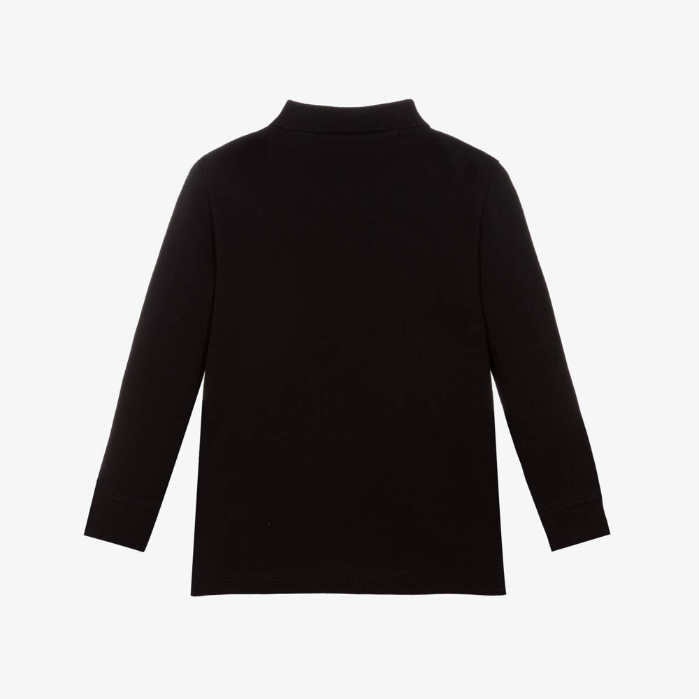 Tommy Hilfiger-Boys Black Piqué Long Sleeved Polo Shirt with Flag Logo | Childrensalon Outlet