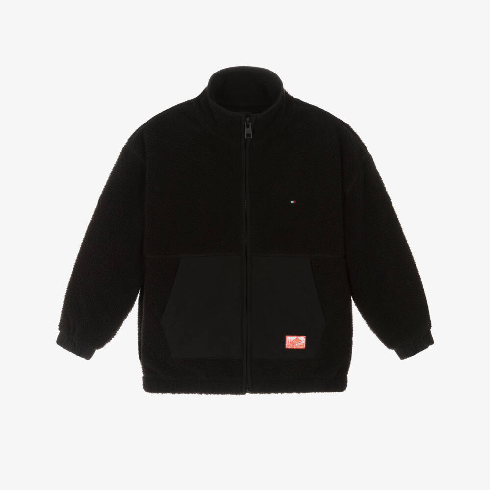 Tommy Hilfiger-Boys Black Polar Fleece Zip-Up Top | Childrensalon Outlet