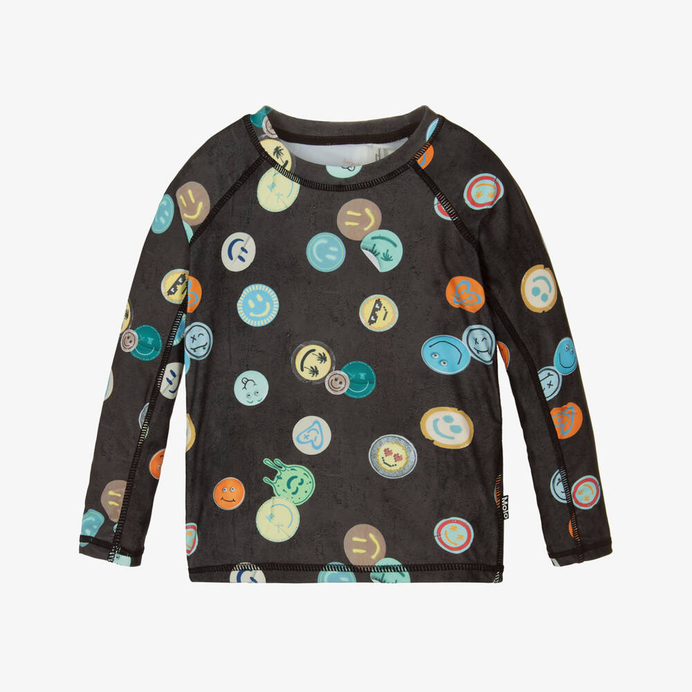 Molo-Черная футболка с защитой от солнца для мальчиков с улыбкой | Childrensalon Outlet