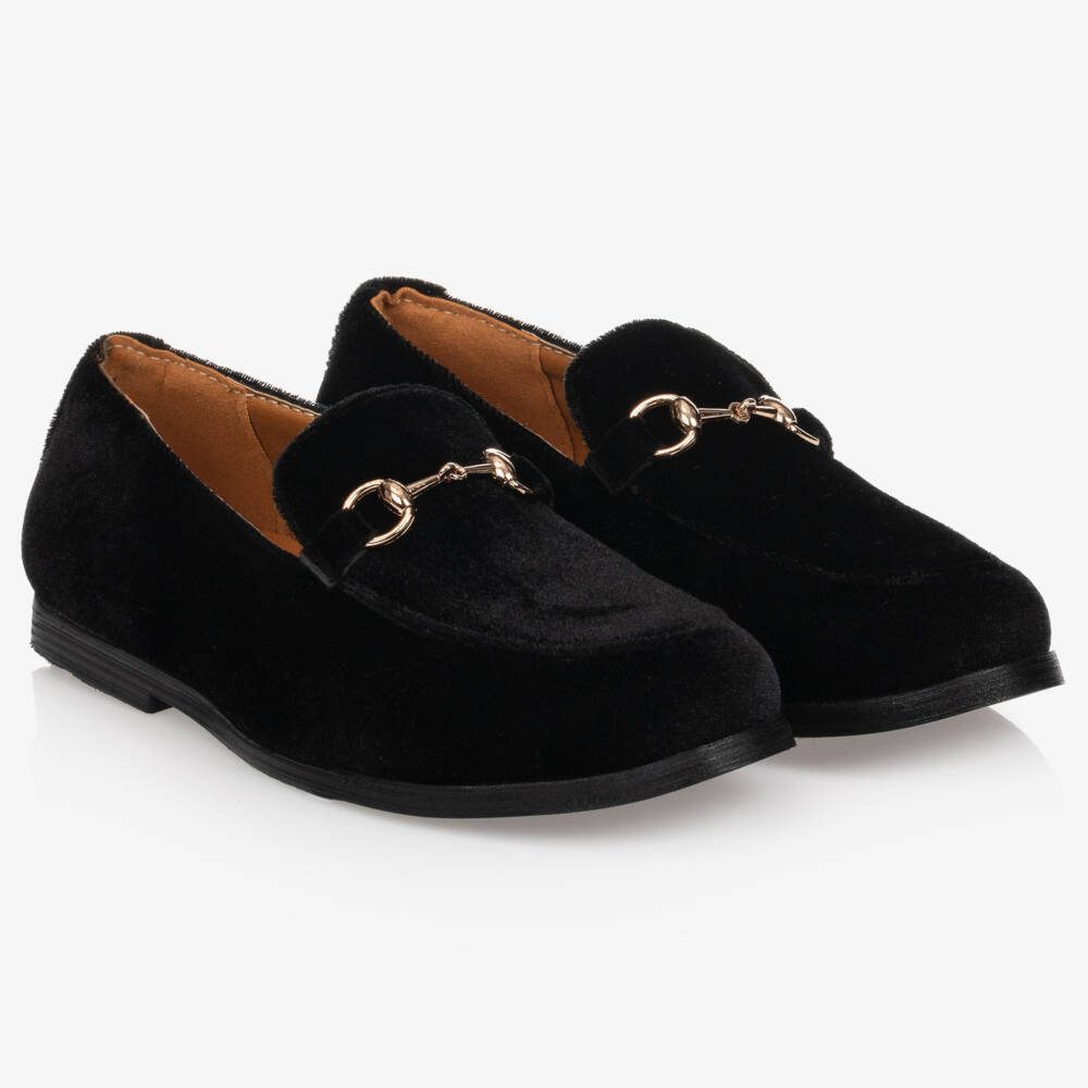 Romano-Boys Black Velvet Loafers | Childrensalon Outlet