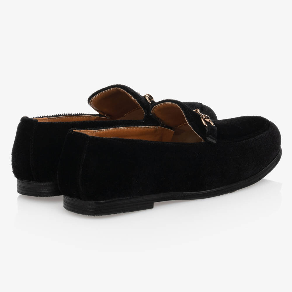 Romano-Boys Black Velvet Loafers | Childrensalon Outlet