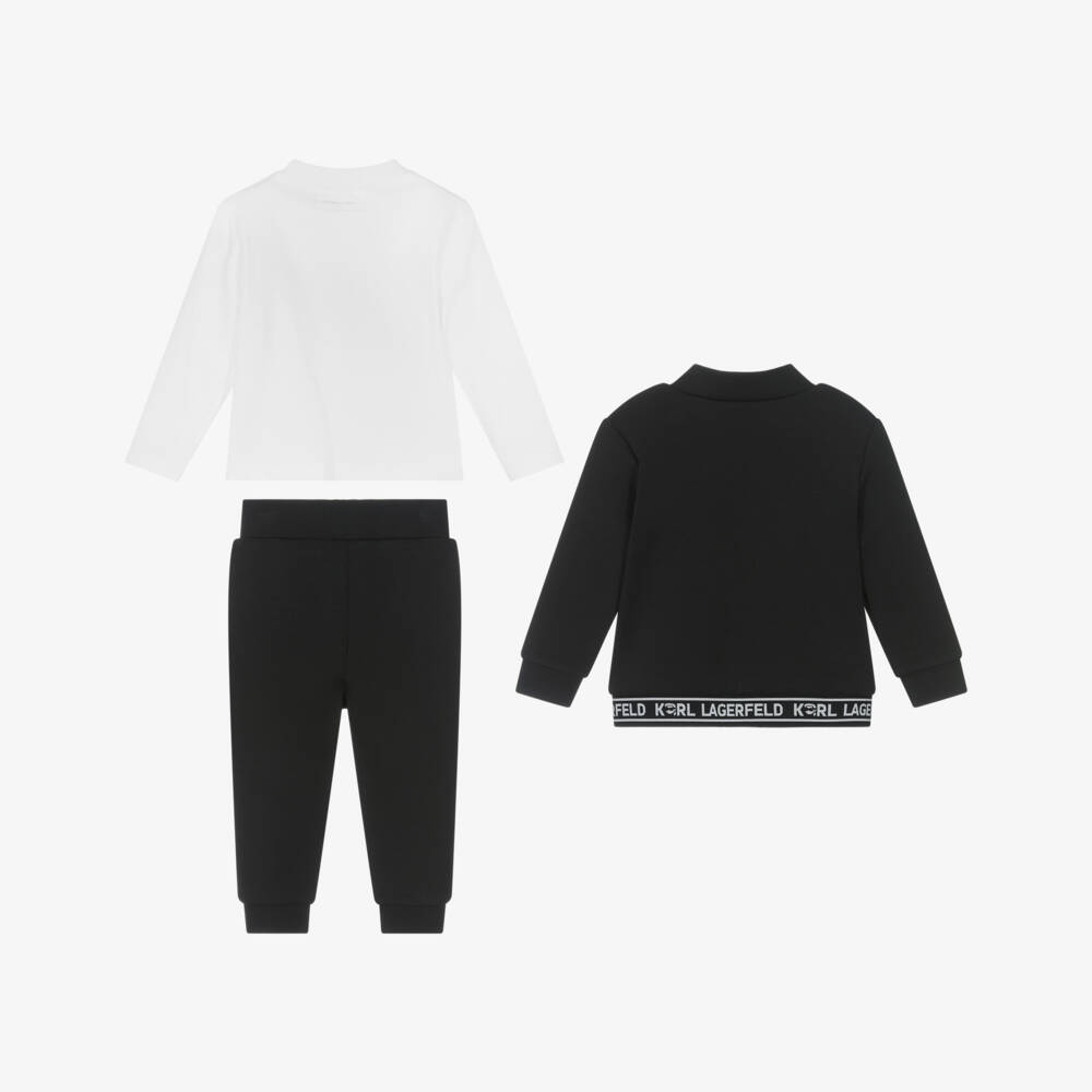 KARL LAGERFELD KIDS-Boys Black & White Cotton Tracksuit Set | Childrensalon Outlet