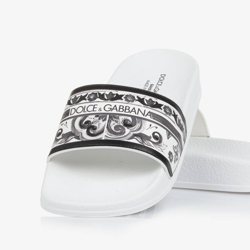 Dolce & Gabbana-Boys Black & White Majolica Sliders | Childrensalon Outlet