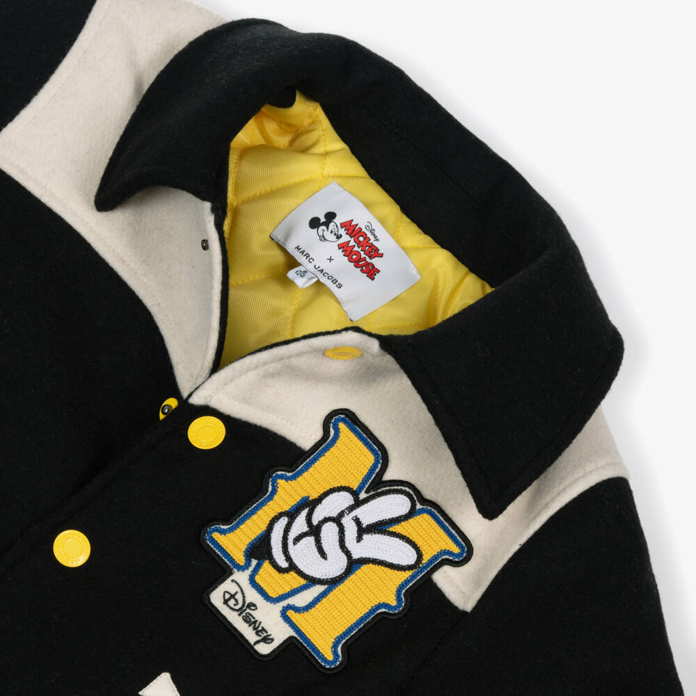 MARC JACOBS-Boys Black Wool Mickey Mouse Varsity Jacket | Childrensalon Outlet