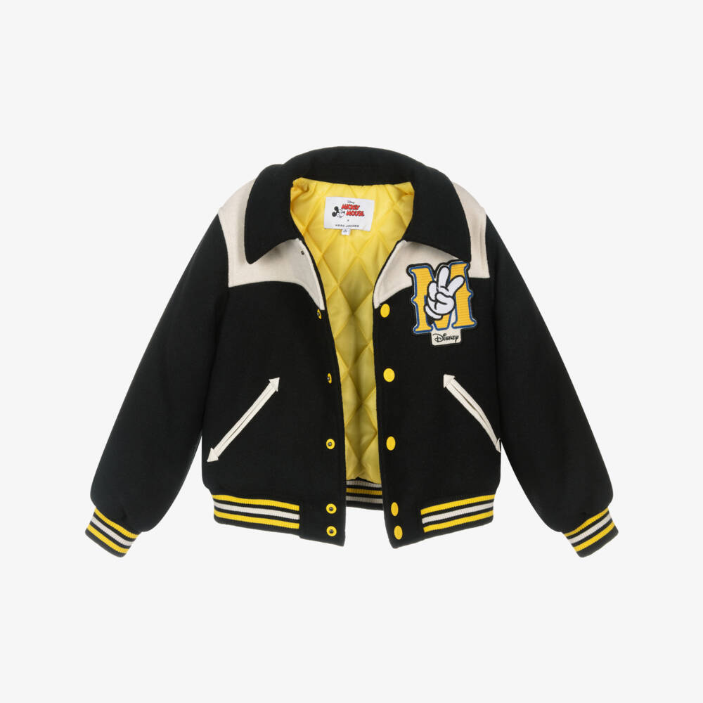 MARC JACOBS-Boys Black Wool Mickey Mouse Varsity Jacket | Childrensalon Outlet