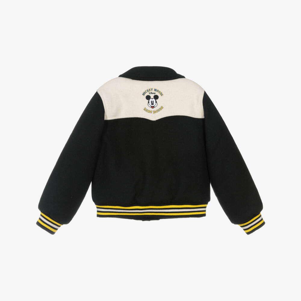 MARC JACOBS-Boys Black Wool Mickey Mouse Varsity Jacket | Childrensalon Outlet