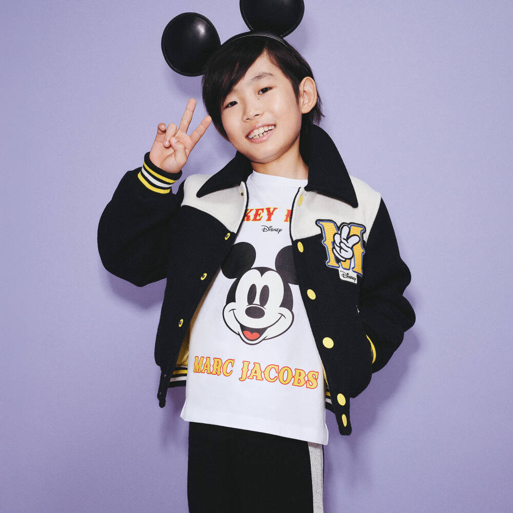 MARC JACOBS-Boys Black Wool Mickey Mouse Varsity Jacket | Childrensalon Outlet