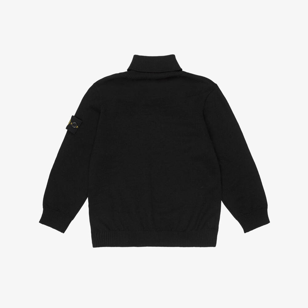 Stone Island Junior-Boys Black Wool Roll Neck Jumper | Childrensalon Outlet