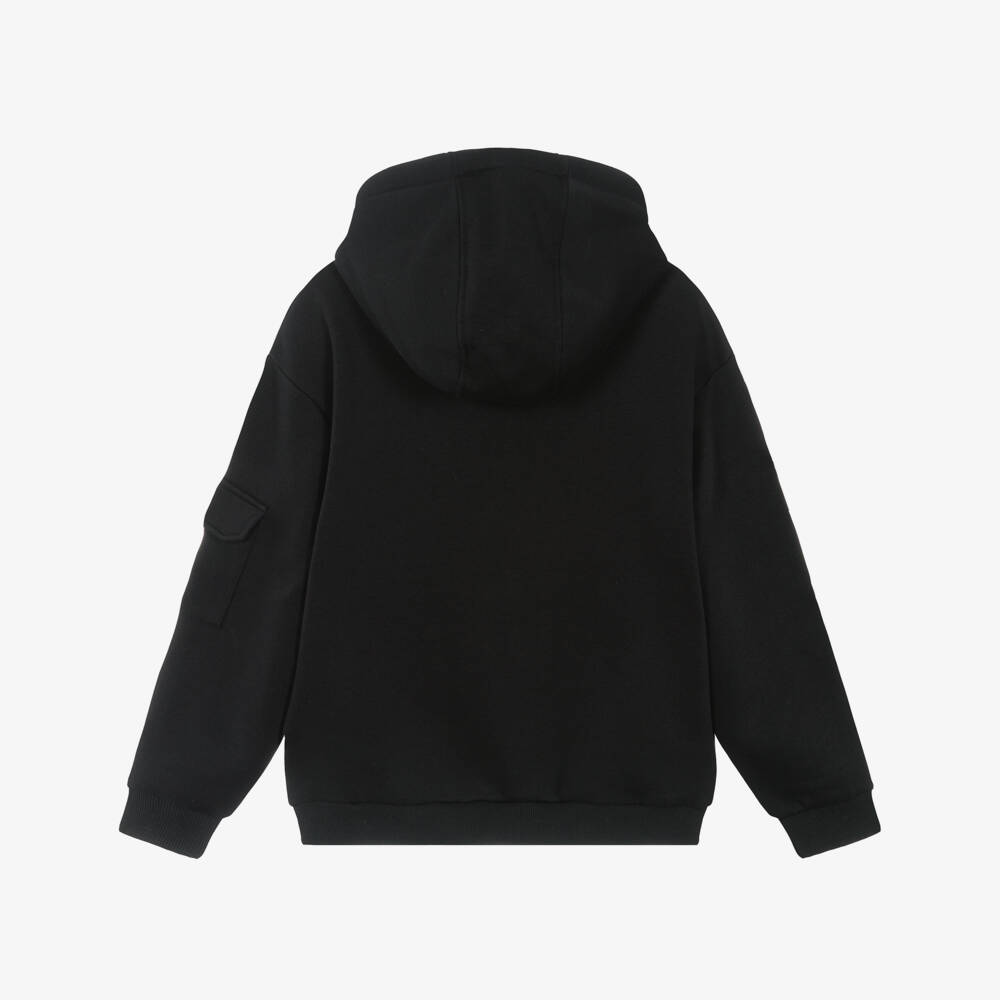 Mayoral Nukutavake-Boys Black Zipped Pocket Jersey Hoodie | Childrensalon Outlet