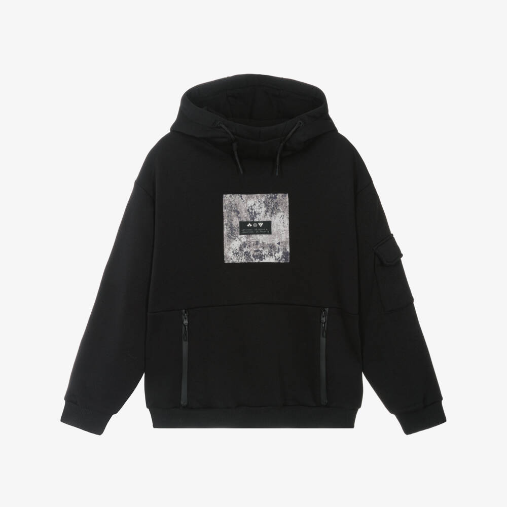 Mayoral Nukutavake-Boys Black Zipped Pocket Jersey Hoodie | Childrensalon Outlet