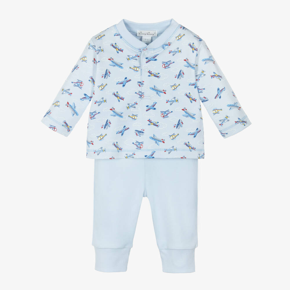 Kissy Kissy-Boys Blue Aeroplane Cotton Set | Childrensalon Outlet