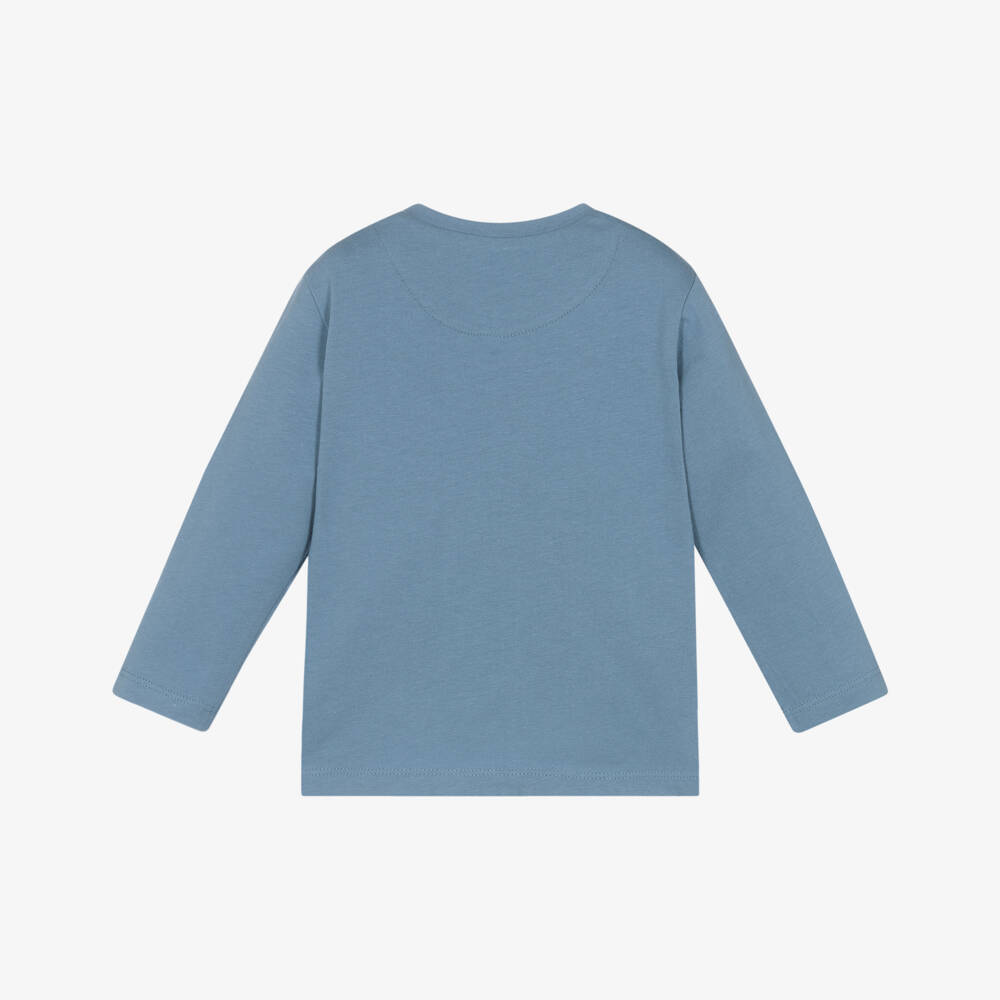 Mayoral-Boys Blue Basketball Bear Print Cotton Top | Childrensalon Outlet