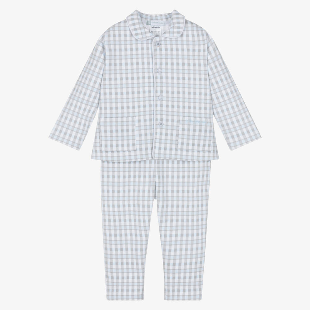 Tutto Piccolo-Хлопковые клетчатые пижамы синие для мальчиков | Childrensalon Outlet