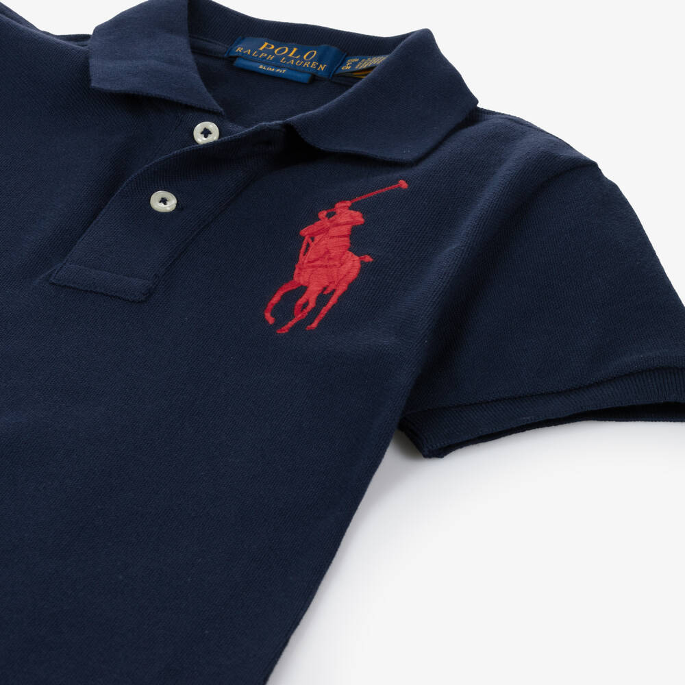 Ralph Lauren-Boys Blue Big Pony Cotton Polo Shirt | Childrensalon Outlet