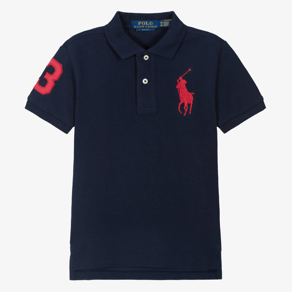 Ralph Lauren-Boys Blue Big Pony Cotton Polo Shirt | Childrensalon Outlet