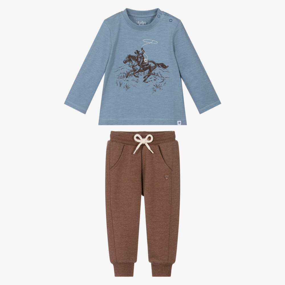 Hatley-Boys Blue & Brown Cowboy Trouser Set | Childrensalon Outlet