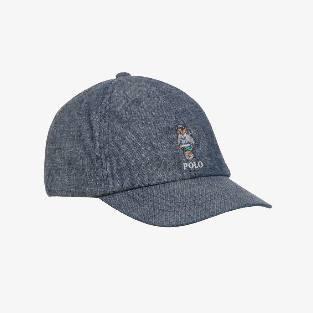 Ralph Lauren-Boys Blue Chambray Polo Bear Cap | Childrensalon Outlet